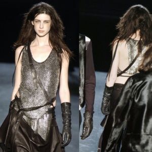 Ann Demeulemeester FW04 Black Beaded Open Back Top